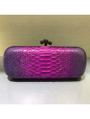 Bottega Veneta Large Snakeskin Woven Knot Clutch Fuchsia/Purple