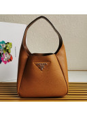 Prada Supple Calfskin Hobo Bag 1BC127 Brown 2020