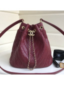 Chanel Chevron Pleated Bucket Bag Burgundy 2019