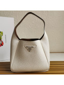 Prada Supple Calfskin Hobo Bag 1BC127 White 2020