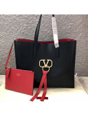 Valentino Large VRING Shopping Tote 0090 Black 2019