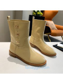 Chanel Calfskin CC Buckle Side Short Boots Apricot 2020