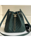 Chanel Chevron Pleated Bucket Bag Green 2019