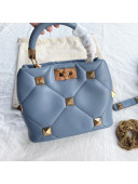 Valentino Small Roman Stud Lambskin Top Handle bag 0199S Blue 2021