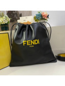 Fendi Pack Medium Pouch Bucket Bag in Black Nappa Leather Bag 2020