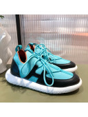 Hermes Duel Knit and Calfskin Sneakers Sky Blue/Black 2021 07