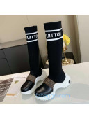 Louis Vuitton Archlight Knit Sock Medium High Sneakers Boots with Studded Monogram Canvas Strap 2020