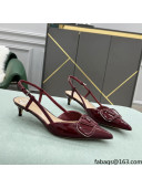 Valentino VLOGO SIGNATURE Patent Leather Slingback Pump with 4cm Heel Burgundy 2022