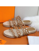 Hermes "Chaine d'Ancre" Espadrille Slide Sandals Brown 2021