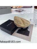 Prada Cotton Beret Hat with Buckle Beige 2021 110552