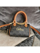 Celine Mini Boston Bag in Triomphe Canvas with Celine Cursive Tan Brown 2021