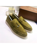 Loro Piana Tassel Suede Flat Loafers Green 202013