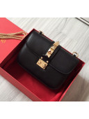 Valentino Small Chain Box Shoulder Bag in Calfskin Black 2019