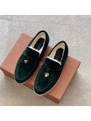 Loro Piana Suede Shearling Loafers Dark Green 2021 111928