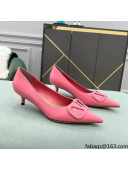 Valentino VLOGO SIGNATURE Patent Leather Pump with 4cm Heel Pink 2022