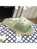 Chanel Wool CC Flat Slipper Sandals Green 07 2020