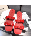 Gucci PVC Chain Flat Slide Sandals Red 2021