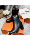 Hermes Kelly Leather Ankle Boots 6.5cm Black/Gold 2021 16