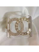 Chanel Resin Crystal CC Cuff Bracelet Gold 2019