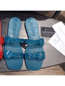 Gucci PVC Chain Flat Slide Sandals Blue 2021