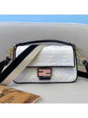 Fendi Baguette Medium FF Canvas Bag White 2021