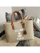 Celine Horizontal Cabas Large Tote Bag in Grey Linen Canvas 2021