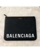 Balen...ga Grained Calfskin Graffiti Logo Ville Pouch L Black 2018