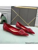 Valentino VLOGO SIGNATURE Patent Leather Flat Ballerina Deep Red 2022