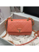 Chanel Quilted Lambskin Entwined Chain Small Flap Bag AS2317 Orange 2021