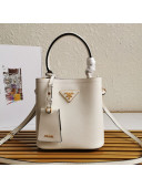 Prada Small Saffiano Leather Panier Bucket Bag 1BA217 White 05 2020