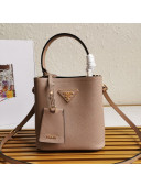 Prada Small Saffiano Leather Panier Bucket Bag 1BA217 Beige 08 2020