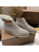 Loro Piana High-top Suede Flat Loafers Grey 202028