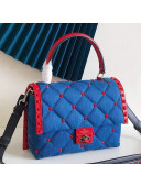 Valentino Denim Candystud Medium Top handle Bag Blue/Red 2019