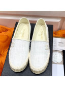 Chanel Vintage CC Tweed Espadrilles White 2020