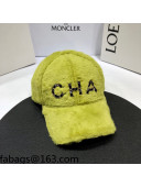 Chanel Rabbit Fur Baseball Hat Green 2021 110581