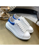 Alexander Mcqueen White Silky Calfskin Crocodile-Like Back Sneakers Blue 2021 111814