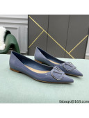 Valentino VLOGO SIGNATURE Patent Leather Flat Ballerina Blue 2022 