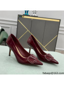 Valentino VLOGO SIGNATURE Patent Leather Pump with 8cm Heel Burgundy 2022