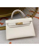 Hermes Mini Kelly II Handbag in Original Epsom Leather White/Gold Hardware (Half Handmade)