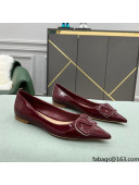 Valentino VLOGO SIGNATURE Patent Leather Flat Ballerina Burgundy 2022