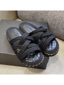 Chanel Cord Slide Sandals G36926 Black 2021