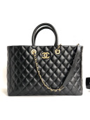 Chanel Quilted Vintage Calfskin Large Shopping Bag Black 2019