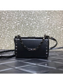 Valentino Rockstud Alcove Grainy Calfskin Clutch Mini Bag All Black 2021 0599