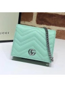 Gucci GG Marmont Matelassé Card Case Wallet With Chain 625693 Pastel Green 2020