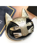 Chanel Resin Cat Head Brooch AB1782 Gray/Gold 2019