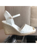 Fendi FF Leather Slingback Wedge Espadrilles White 2020