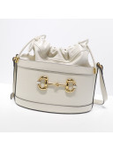 Gucci 1955 Horsebit Bucket Bag 602118 White Leather 2019