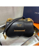 Prada Saffiano Leather Sidonie Chain Bag 1BD219 Black 2021