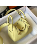 Hermes Lindy Mini Bag 19cm in Grainy Calfskin Chick Yellow 2021