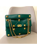 Valentino Roman Stud Lambskin Nappa Large Chain Bag 0188 Green 2020